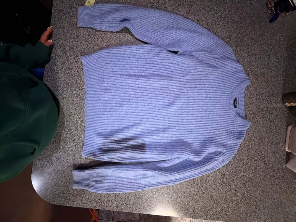 SMOG DESIGN Ribbed Crew Neck Sweater Blue